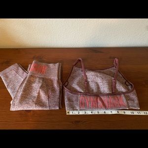 GymShark Seamless Maroon Leggings and Sports Bra